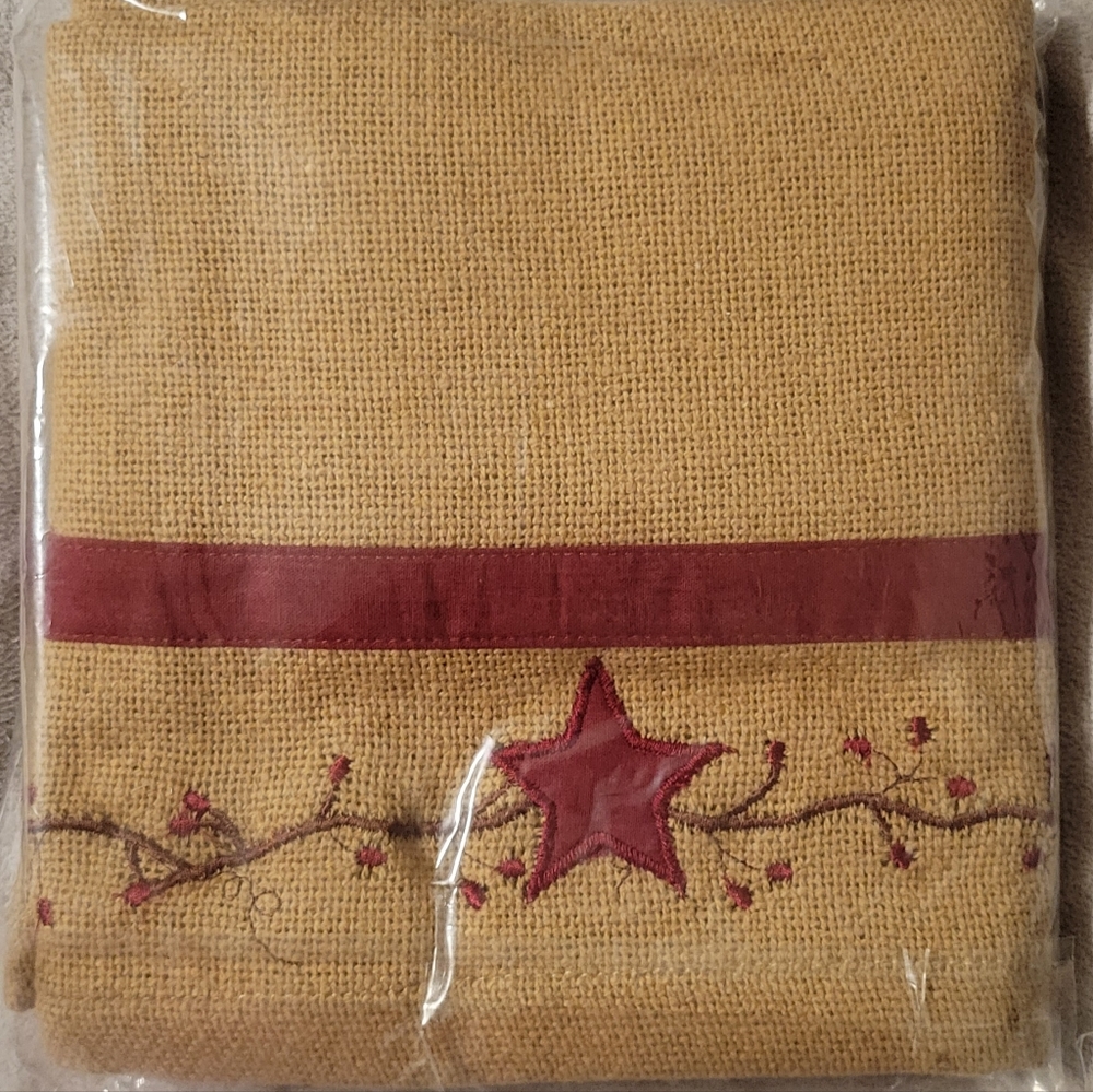 Primitive Star Vine Burlap Valance